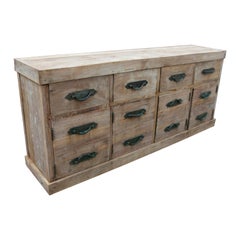 Spanish Wooden Chest of Drawers with Twelve Drawers and Bronze Handles