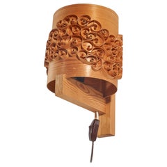 Swedish Designer, Sconce, Pine, Moulded Pine-Veneer, Sweden, 1970s