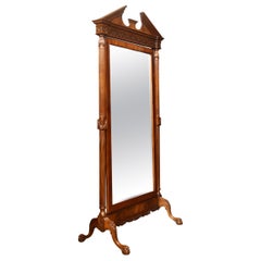 Large Chippendale Revival Mahogany Cheval Mirror