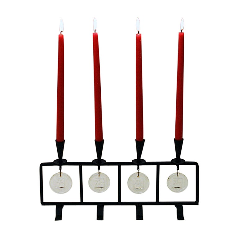 Swedish Iron and Glass Candleholder by Erik Höglund for Boda 1960s