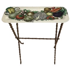 Fornasetti Coffe Table / Movable Tray Brass Metal, 1950, Italy