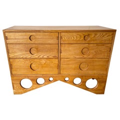 Retro Wood Chest of Drawers Circle Decor, Italy