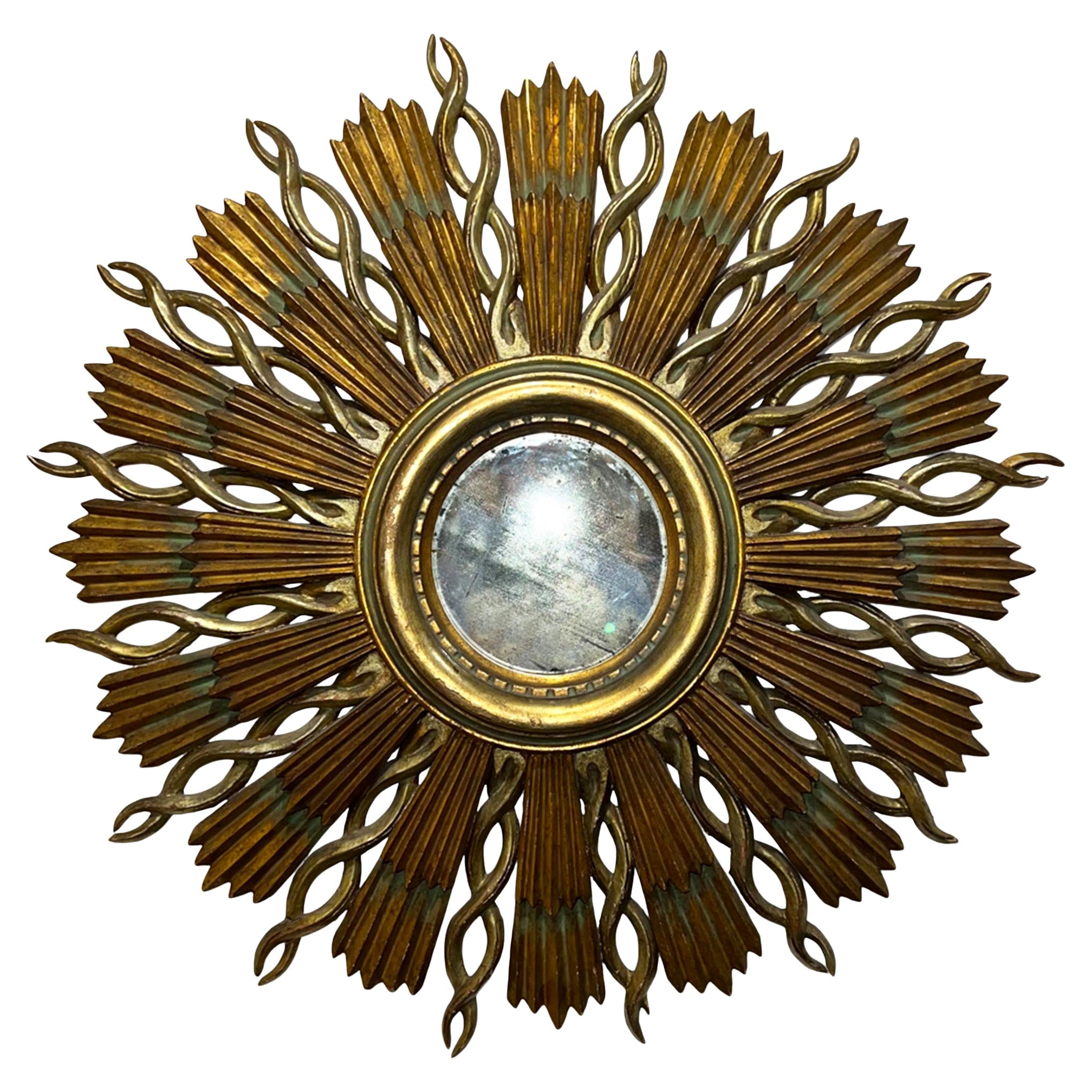 French, 1960s, Sunburst Mirror