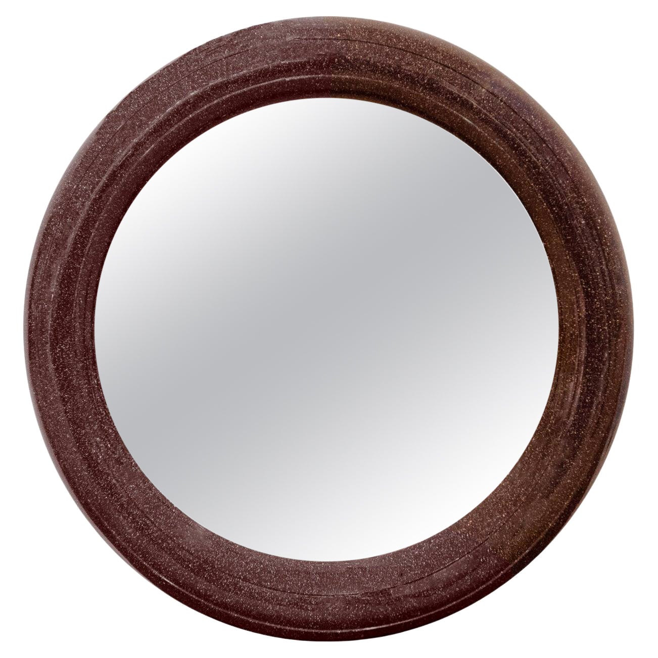 Karl Springer Stunning Molded Bullseye Mirror in Egyptian Porphyry Lacquer 1980s