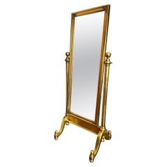 Retro 1970's Hollywood Regency Giltwood Cheval Floor Mirror