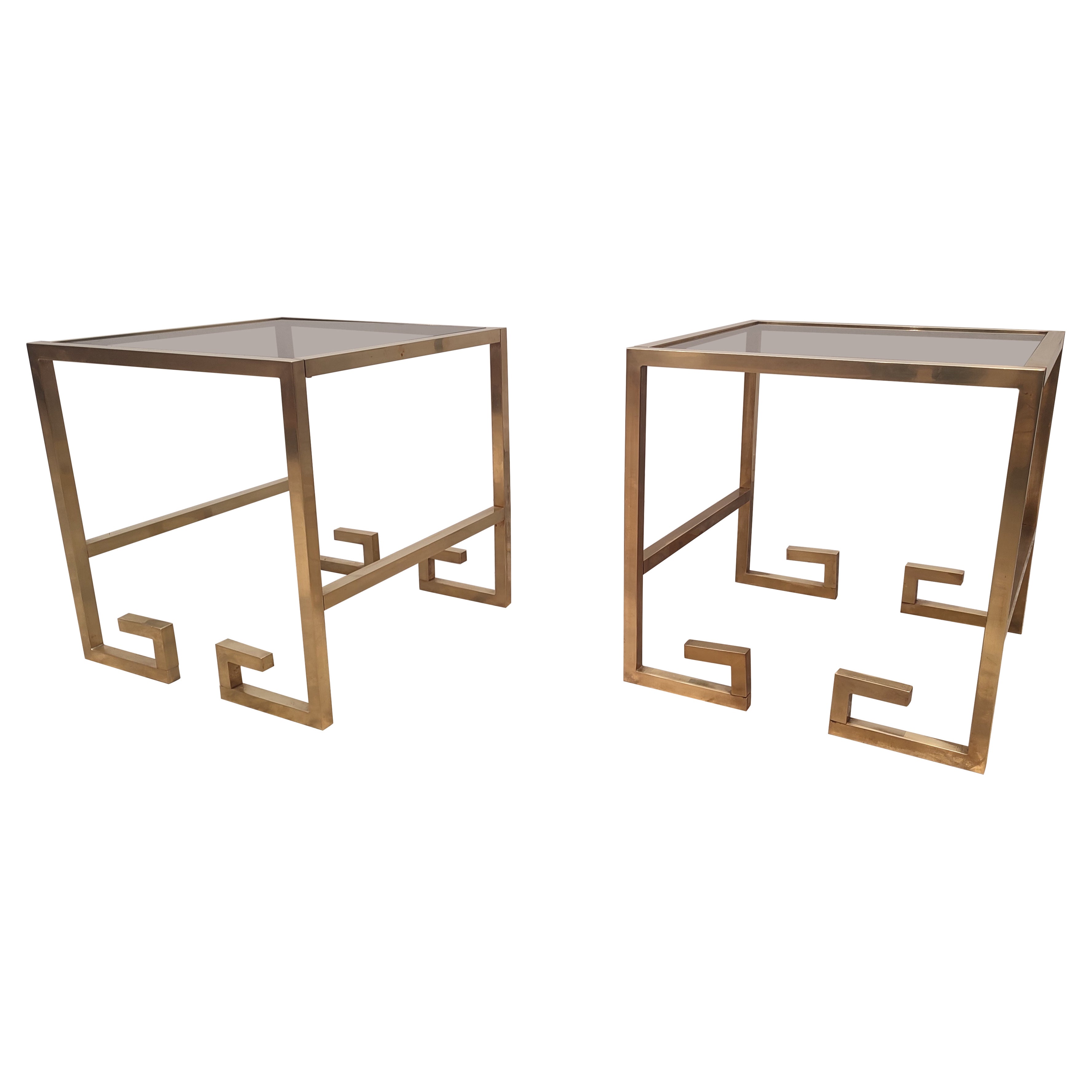 G shape Pair of Side Tables from Belgo Chrom For Sale