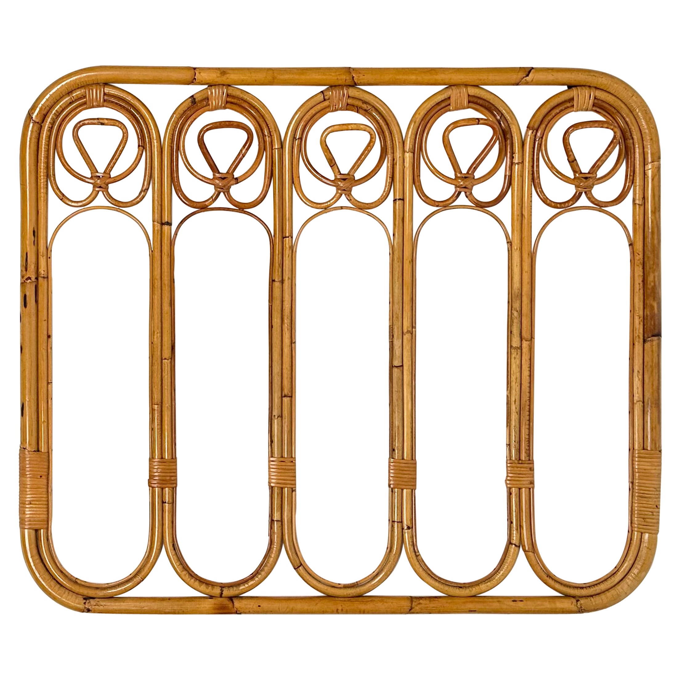 Mid-Century Bamboo and Rattan Coat Rack Stand, Italy 1960s For Sale