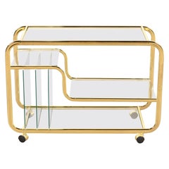 Design Institute of America Mid-Century Modern Brass and Glass Bar Cart