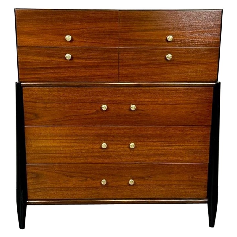 Mid Century Modern Chest, West Michigan Furniture Co. Ebony, Walnut, Metz For Sale