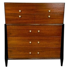 Vintage Mid Century Modern Chest, West Michigan Furniture Co. Ebony, Walnut, Metz