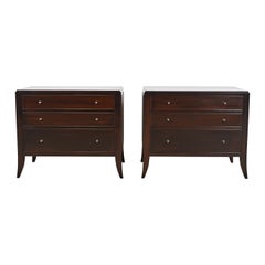 Barbara Barry for Baker Furniture Dark Mahogany Bedside Chests, Newly Refinished