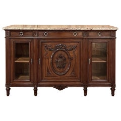 19th Century French Louis XVI Marble Top Display Buffet