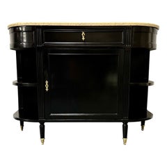 Hollywood Regency Ebony Demilune Server, Console, Serving Table, French, 19th C