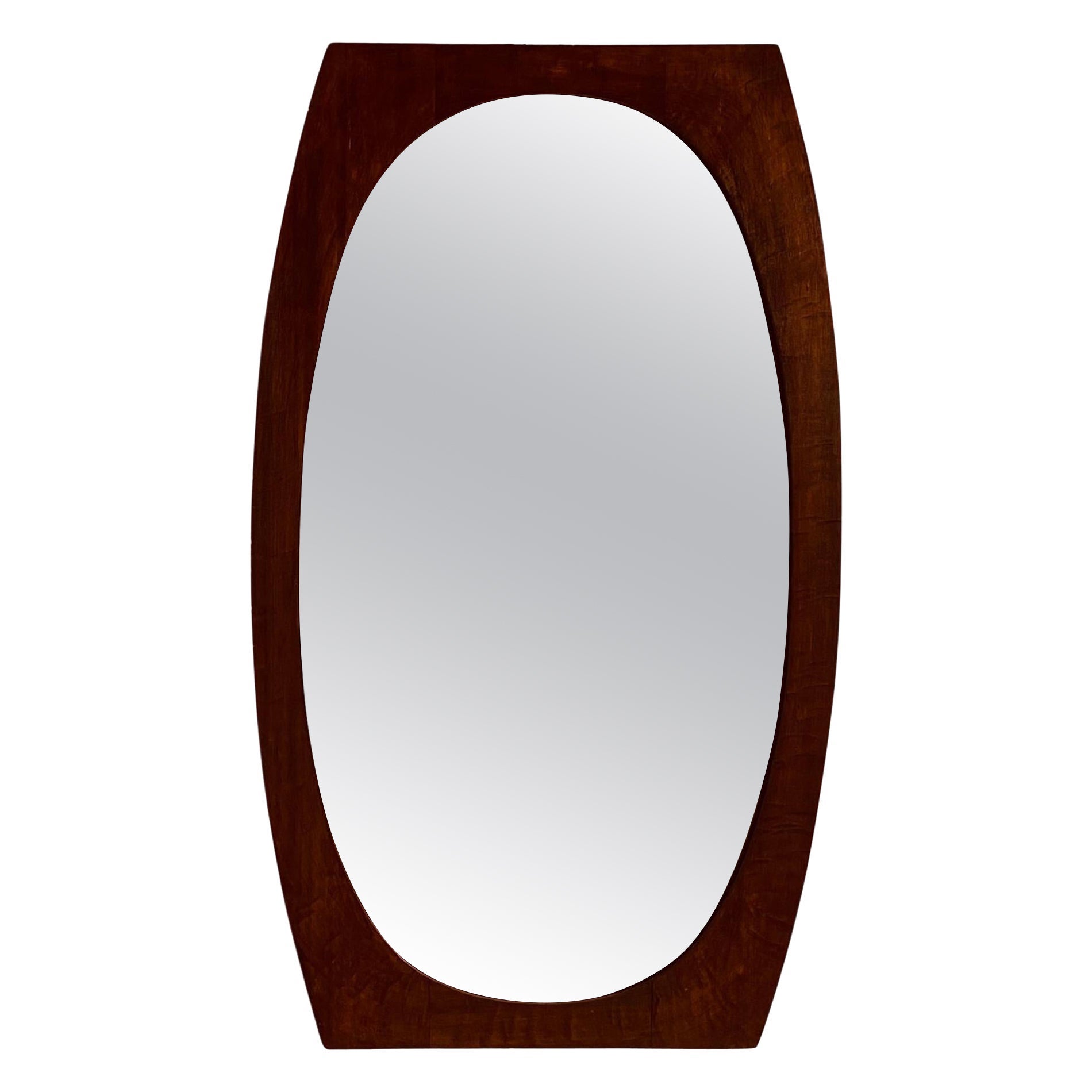 Vintage wood wall mirror, Gianfranco Frattini, Italy 1950s For Sale