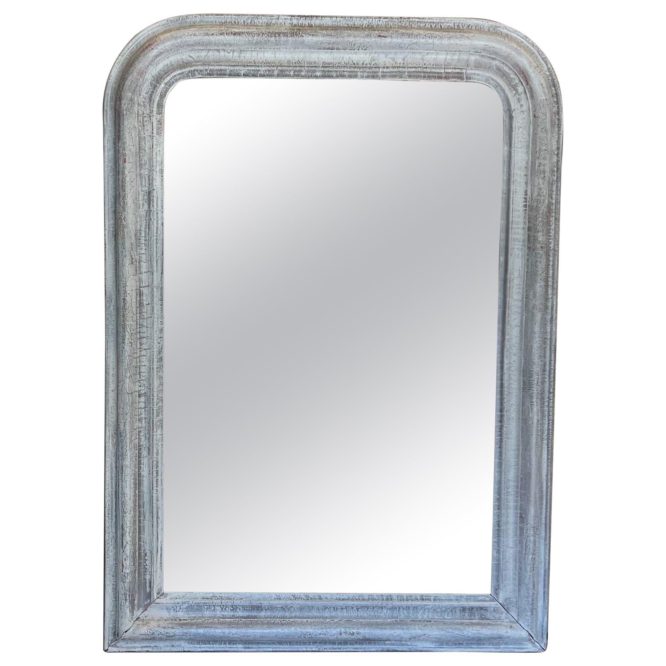 Antique French Louis Philippe Mirror w/ Distressed Finish For Sale