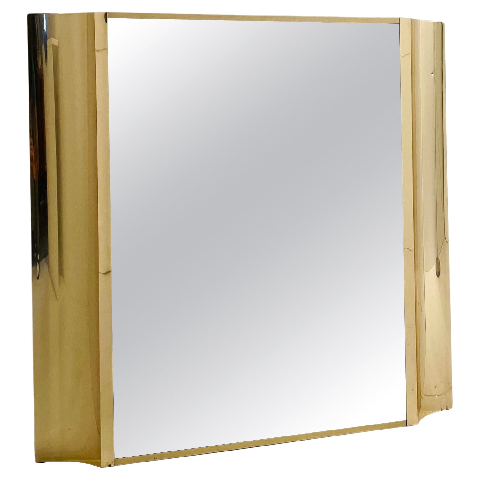 Italian MidCentury Vintage Wall Mirror with Original Brass Frame