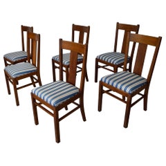 Arts & Crafts Heywood Brothers Mission Dining Chairs, Set of 6