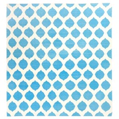 Blue and Beige Handmade Flat-Weave Kilim. 2.85 x 2.65 m