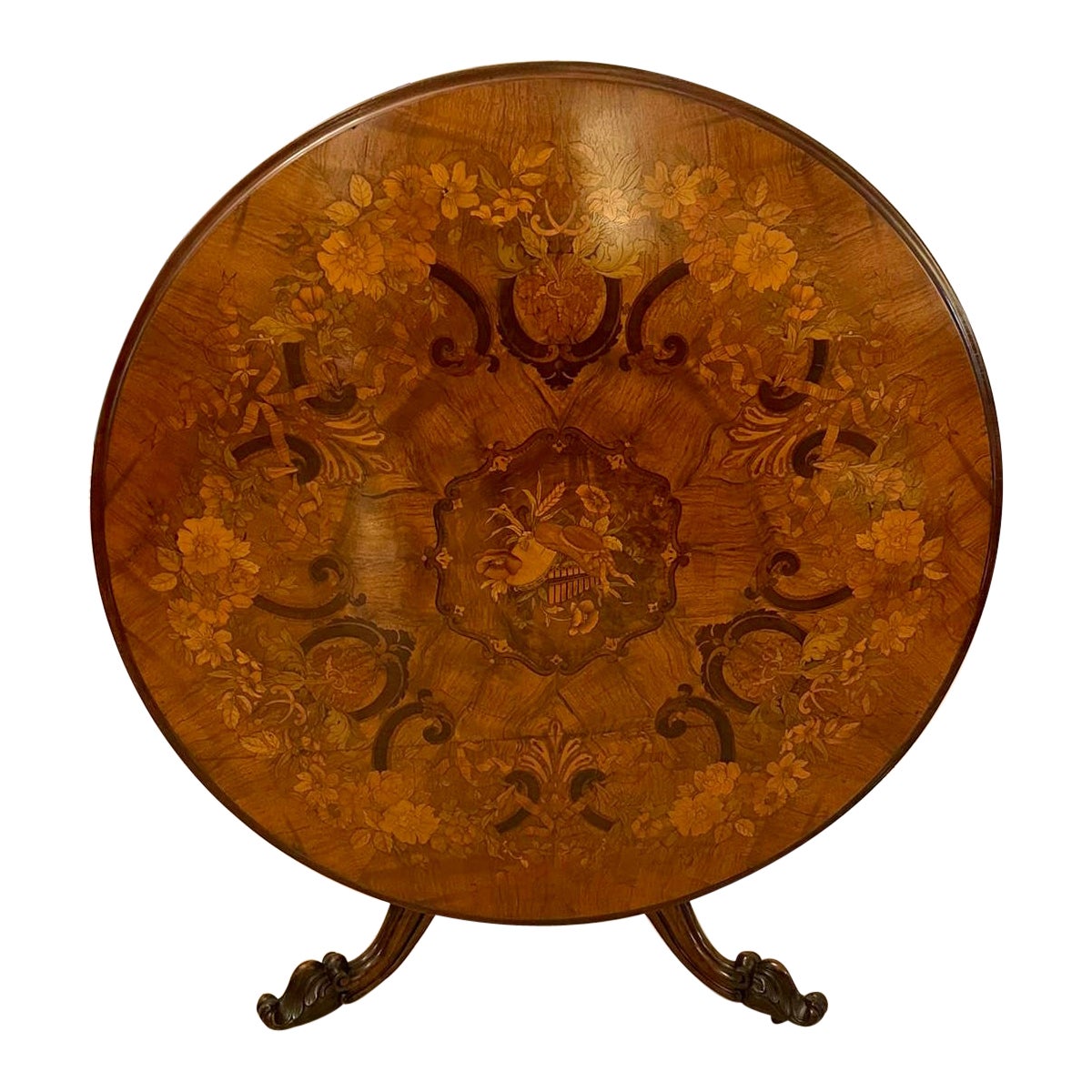 Outstanding Quality Antique Burr Walnut Marquetry Inlaid Centre/Dining Table
