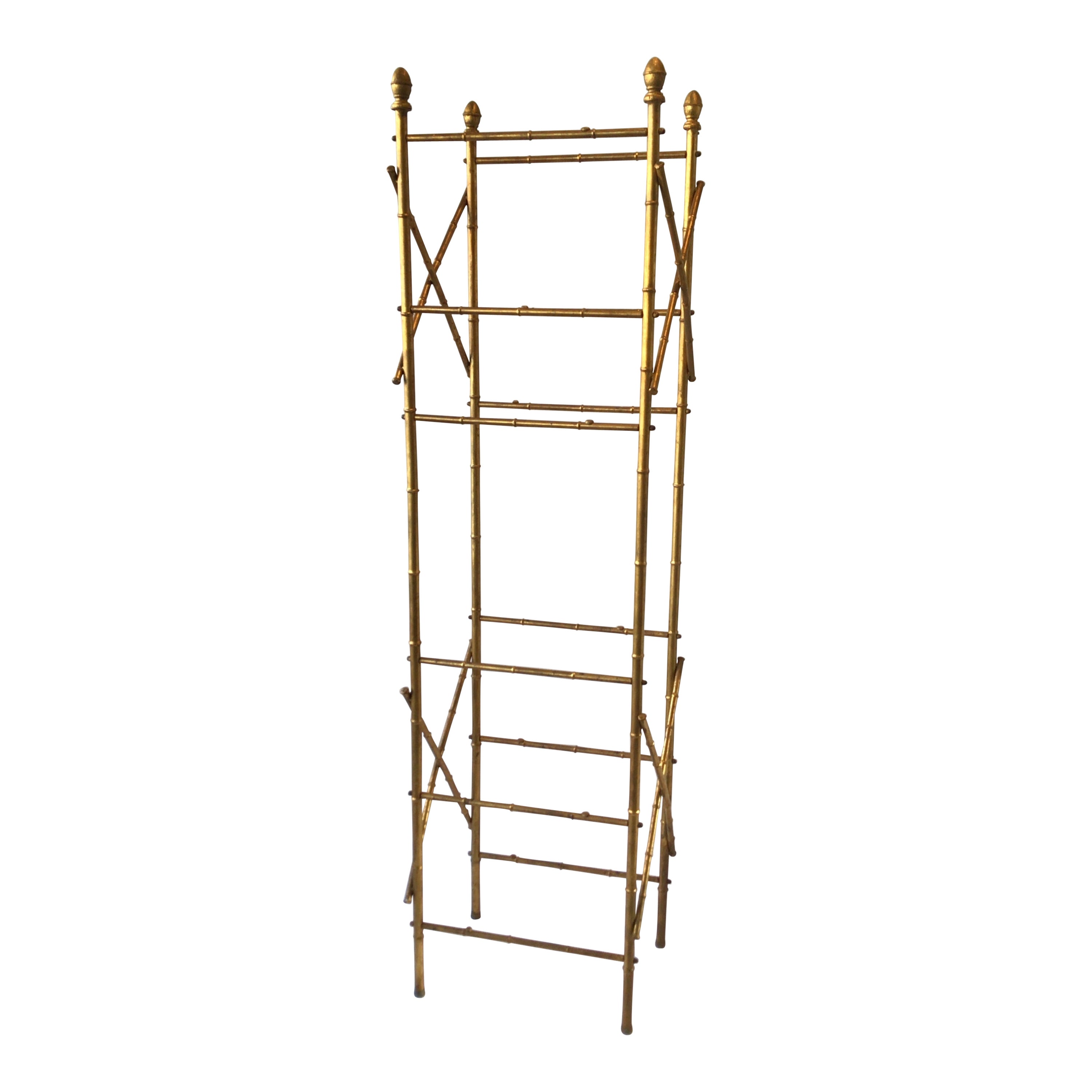 Faux Bamboo Gilt Metal Etagere For Sale