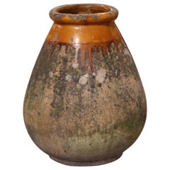 Vaso per olive in terracotta artigianale francese del XVIII secolo proveniente dalla Provenza