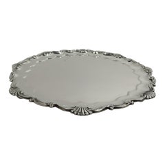 American Georgian Sterling Silver Hand-Made Scroll & Shell Salver Tray