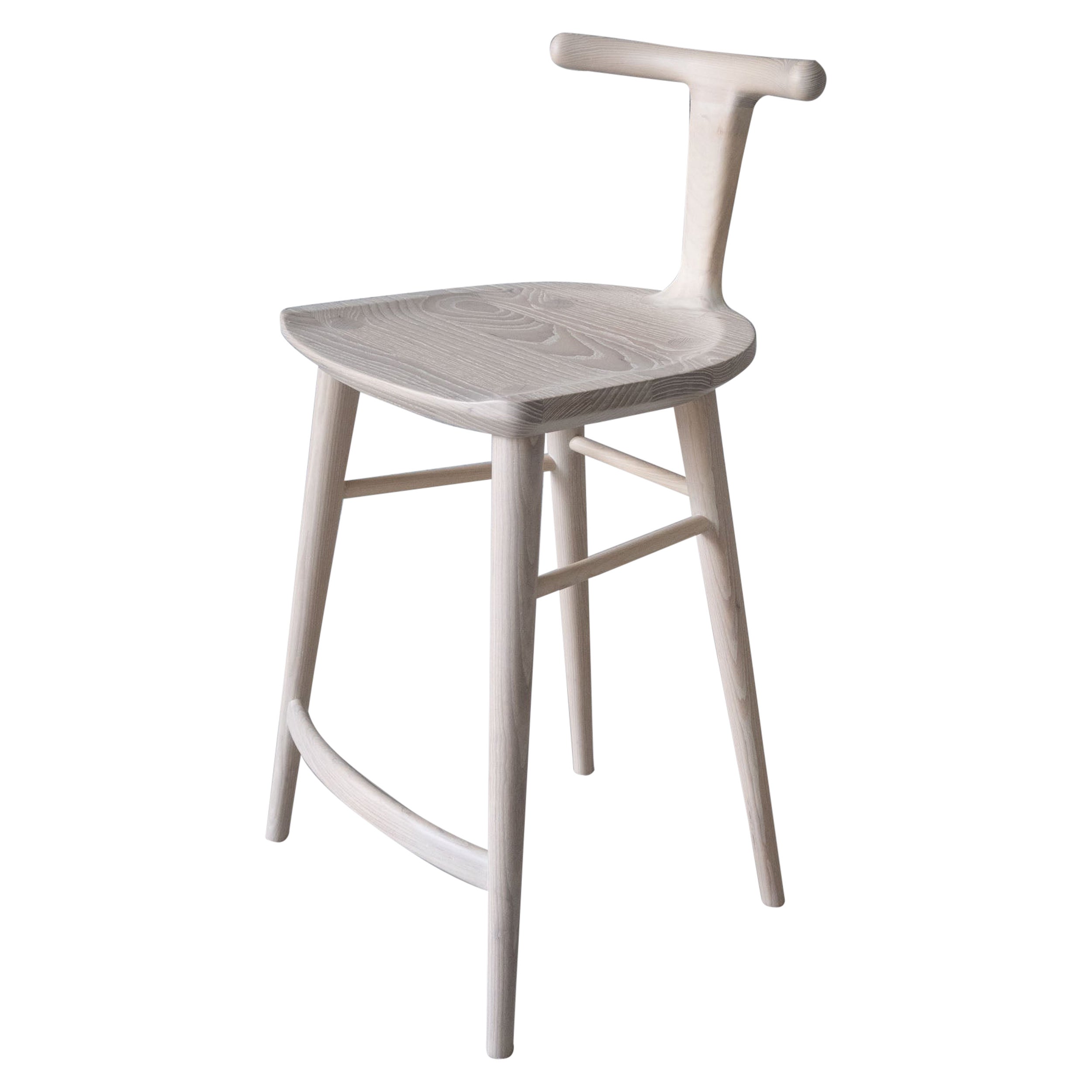 Oxbend Stool, Bar or Counter Seat in White Ashwood For Sale