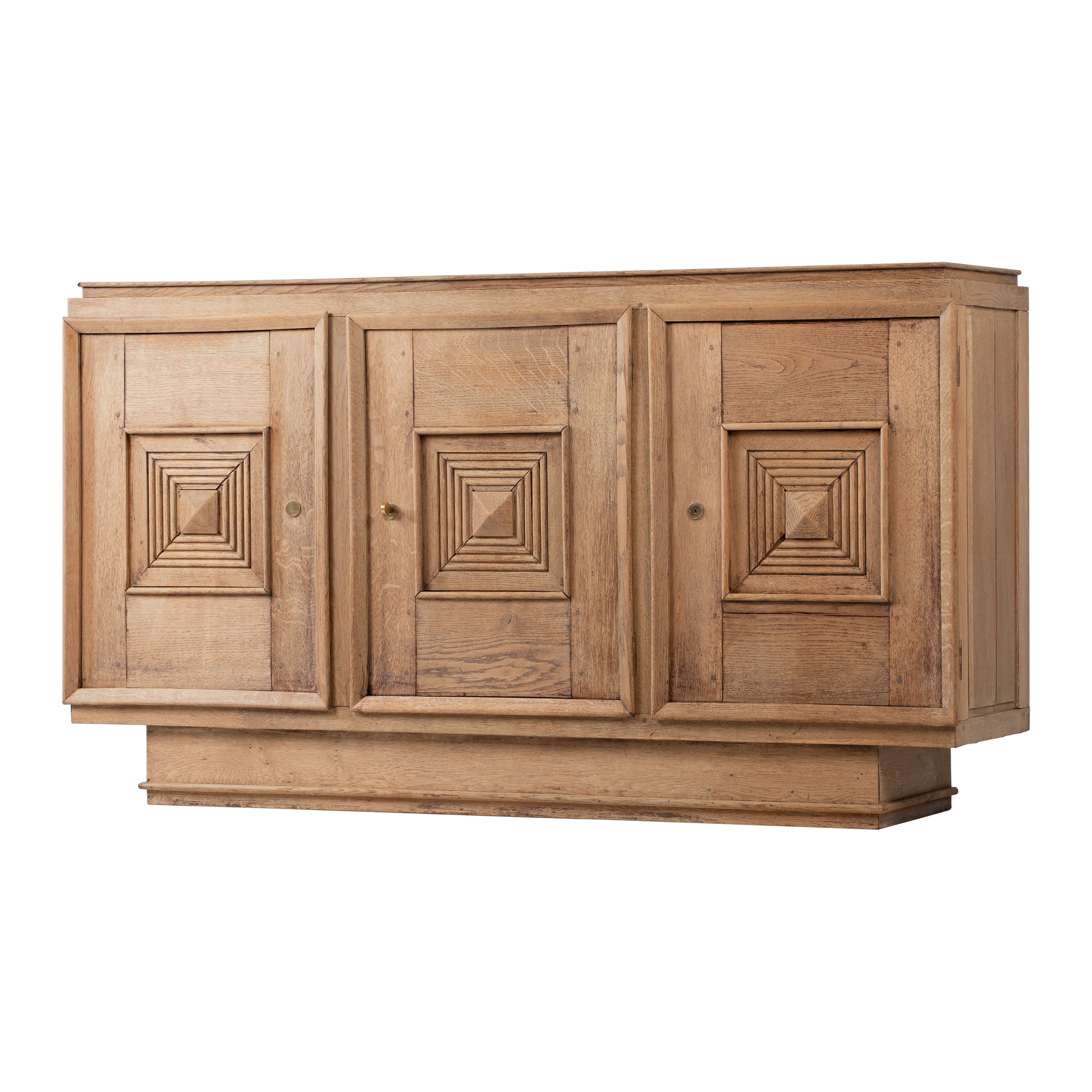 Solid Oak Credenza in Style of Maxime Old, France, 1940s For Sale