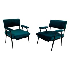 Vintage Green Lounge Chairs, Set of Two, Italy, 1960s