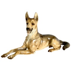 Retro Large German Shepherd Porcelain Figurine Dog Hutschenreuther