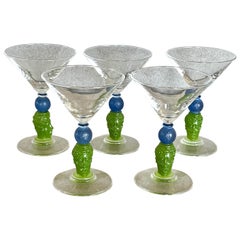 Vintage Five Signed Richard Jolley Martini Glasses Limited Edition
