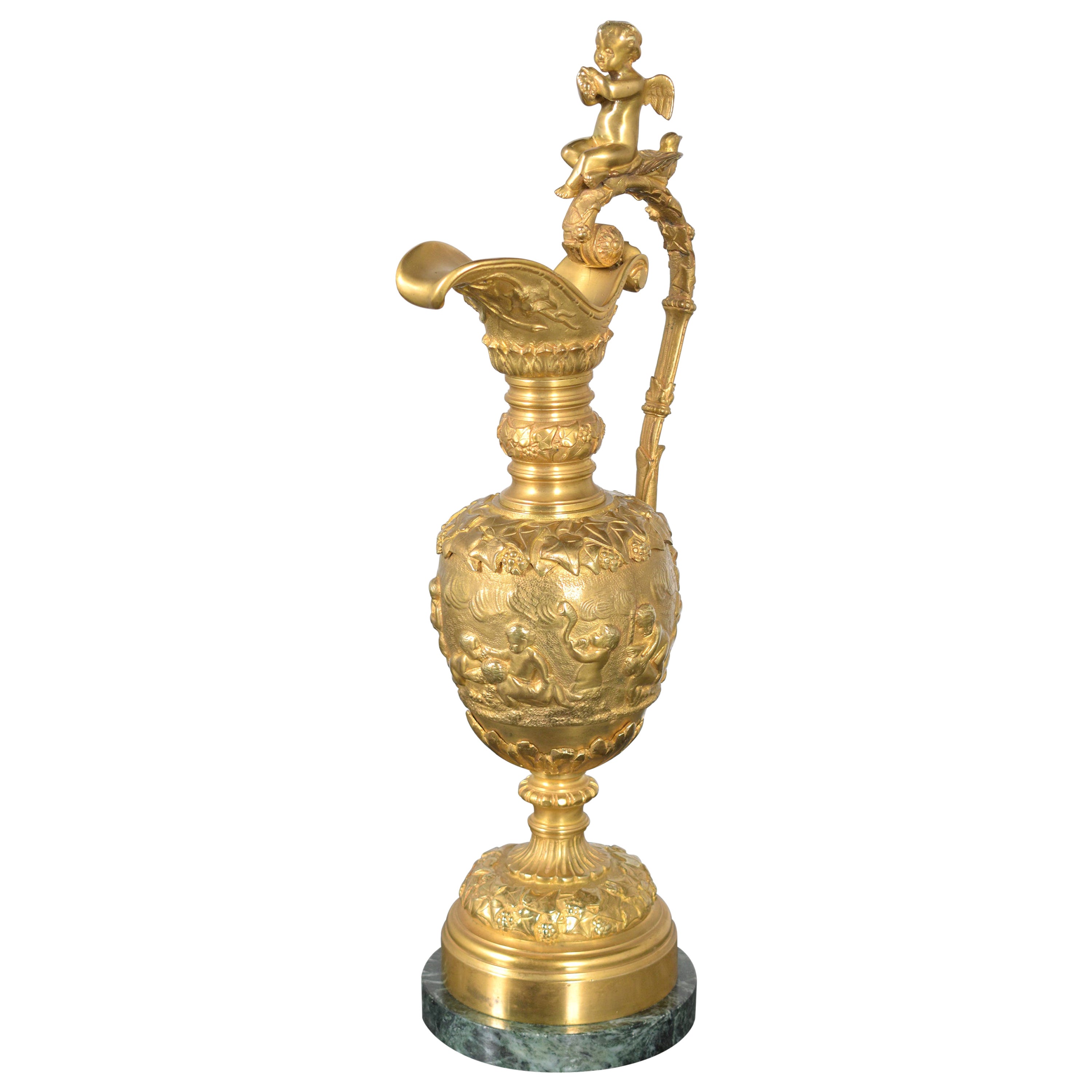 Frühe 1900er Französisch antike Bronze und Marmor Urne im Angebot