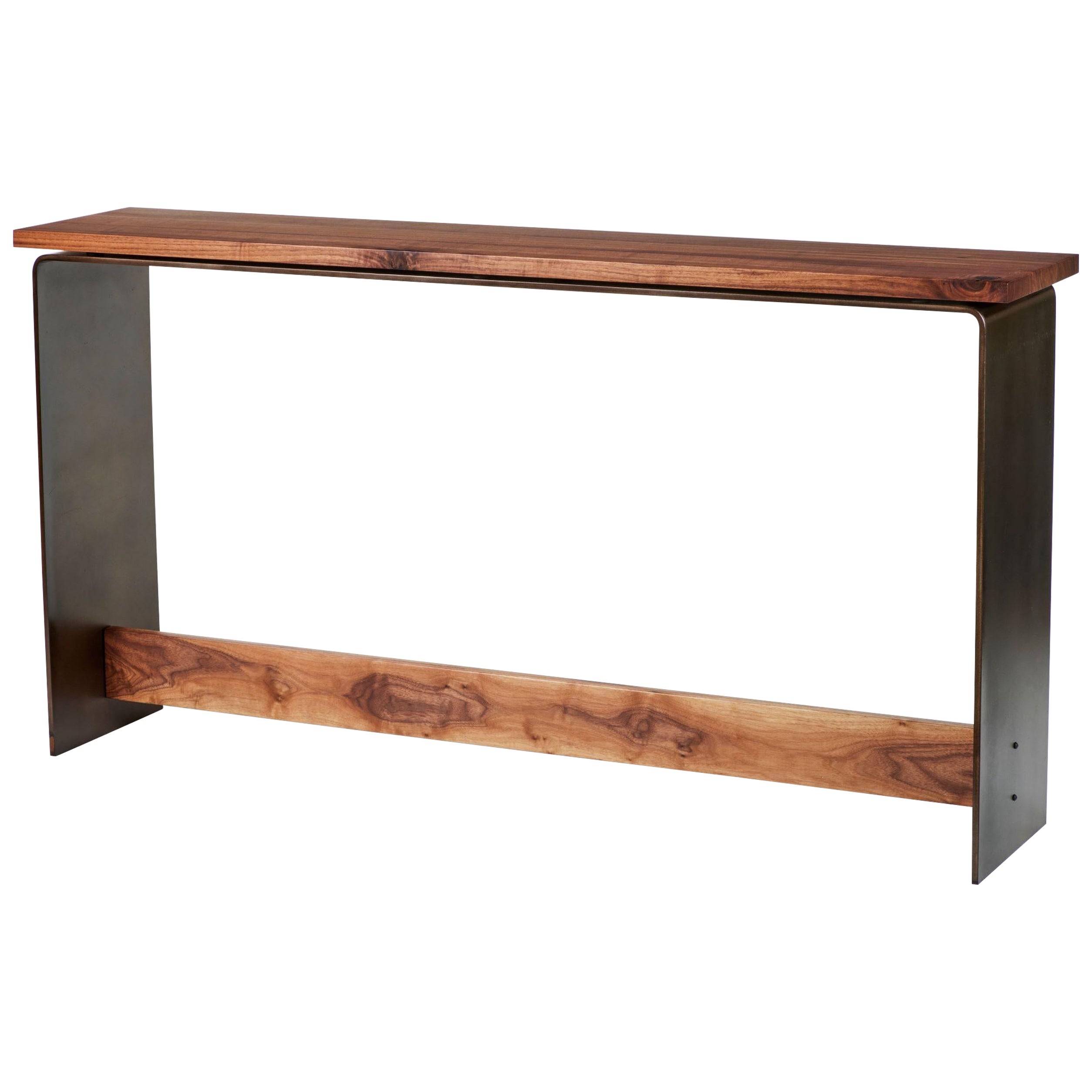 Modern Industrial Walnut and Steel Console Table by Carlo Stenta For Sale