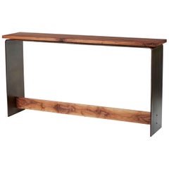 Modern Industrial Walnut and Steel Console Table by Carlo Stenta