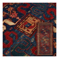 Antique Old Caucasus Carpet, Kazak Cloud Band, Circa 1880
