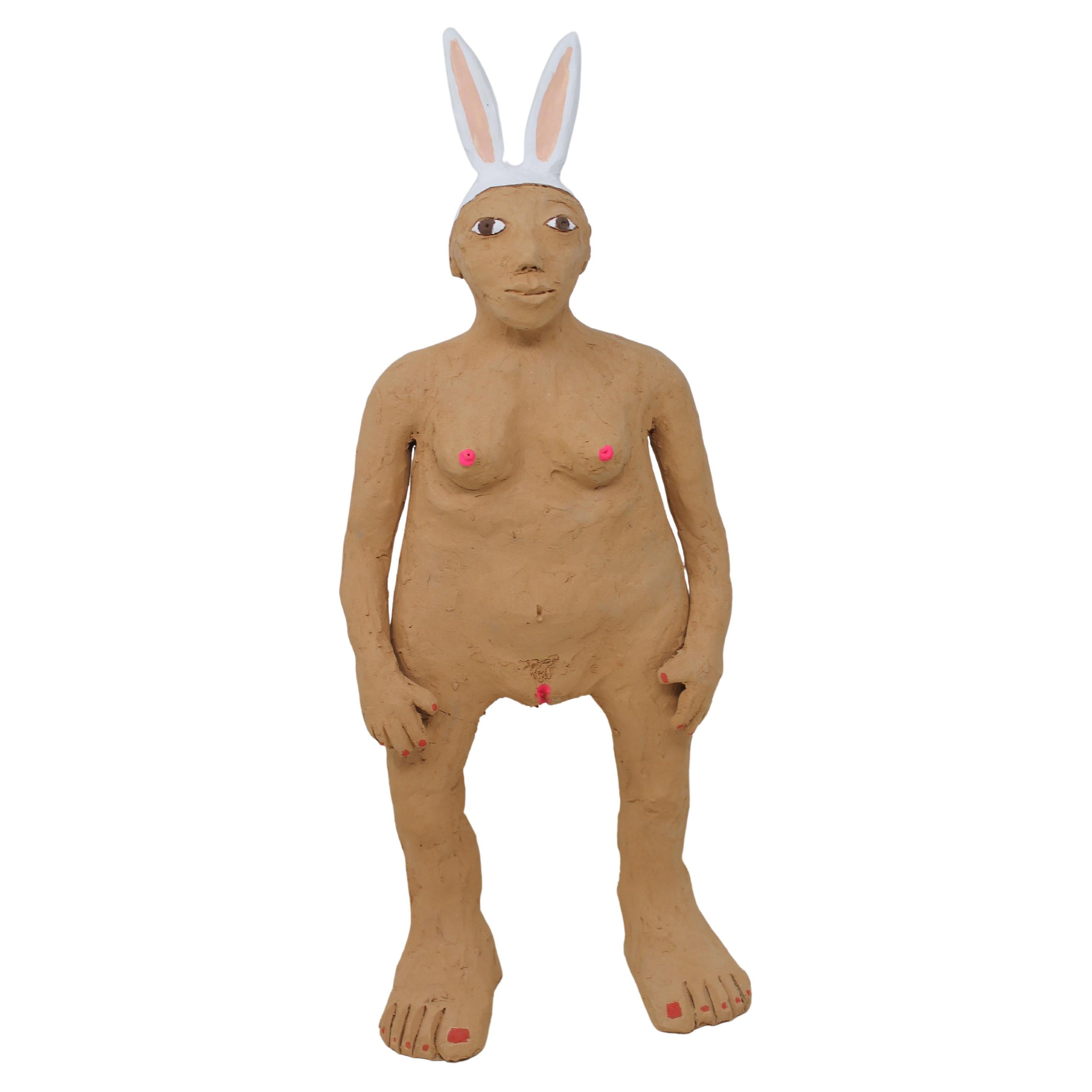 Freaklab Big Humans Made Entirely by Hand in Terracotta, Woman-Rabbit For Sale