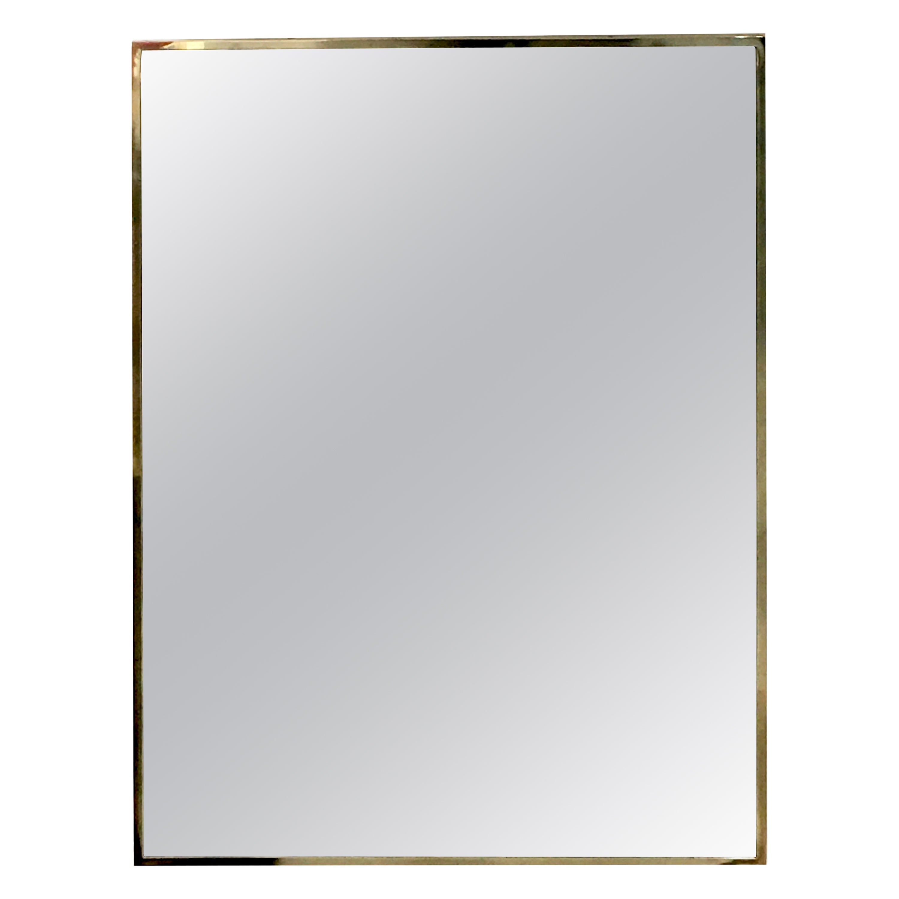 Rectangular Brass Wall Mirror, Italy 1960s