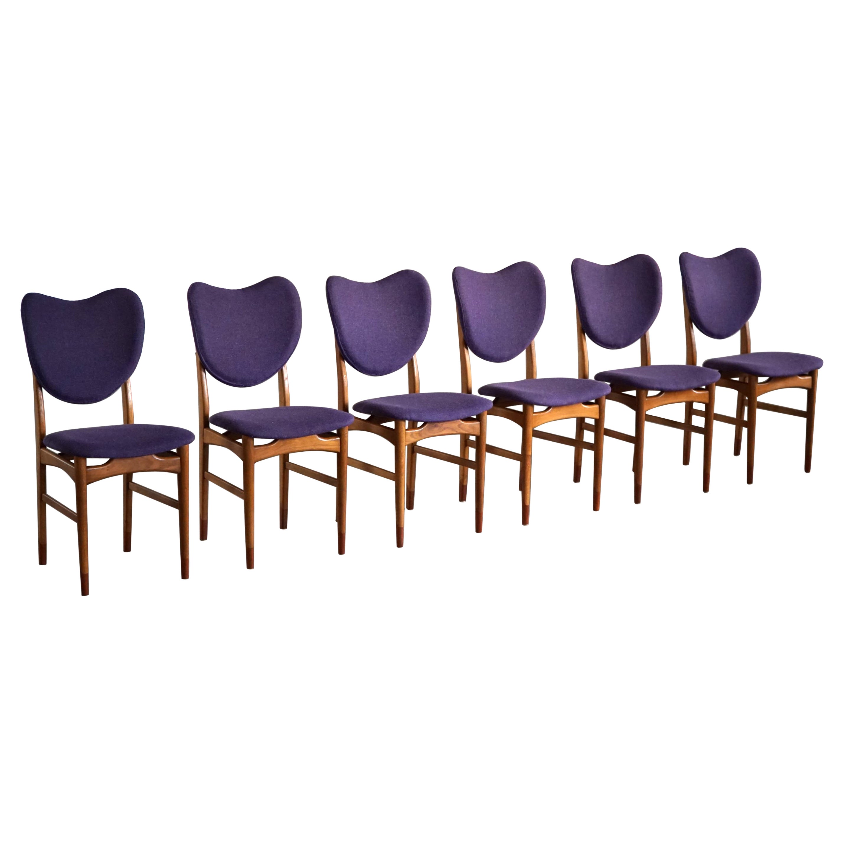 Danish Modern, Set of 6 Chairs in Teak & Oak, Nils and Eva Koppel, 1950s