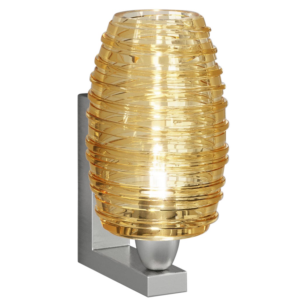Vistosi Damascus AP 1A P Wall Sconce Light in Crystal Amber by Paolo Crepax