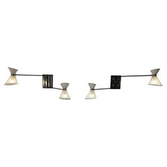 Pair of Double Adjustable Wall Lights by Arlus 1950
