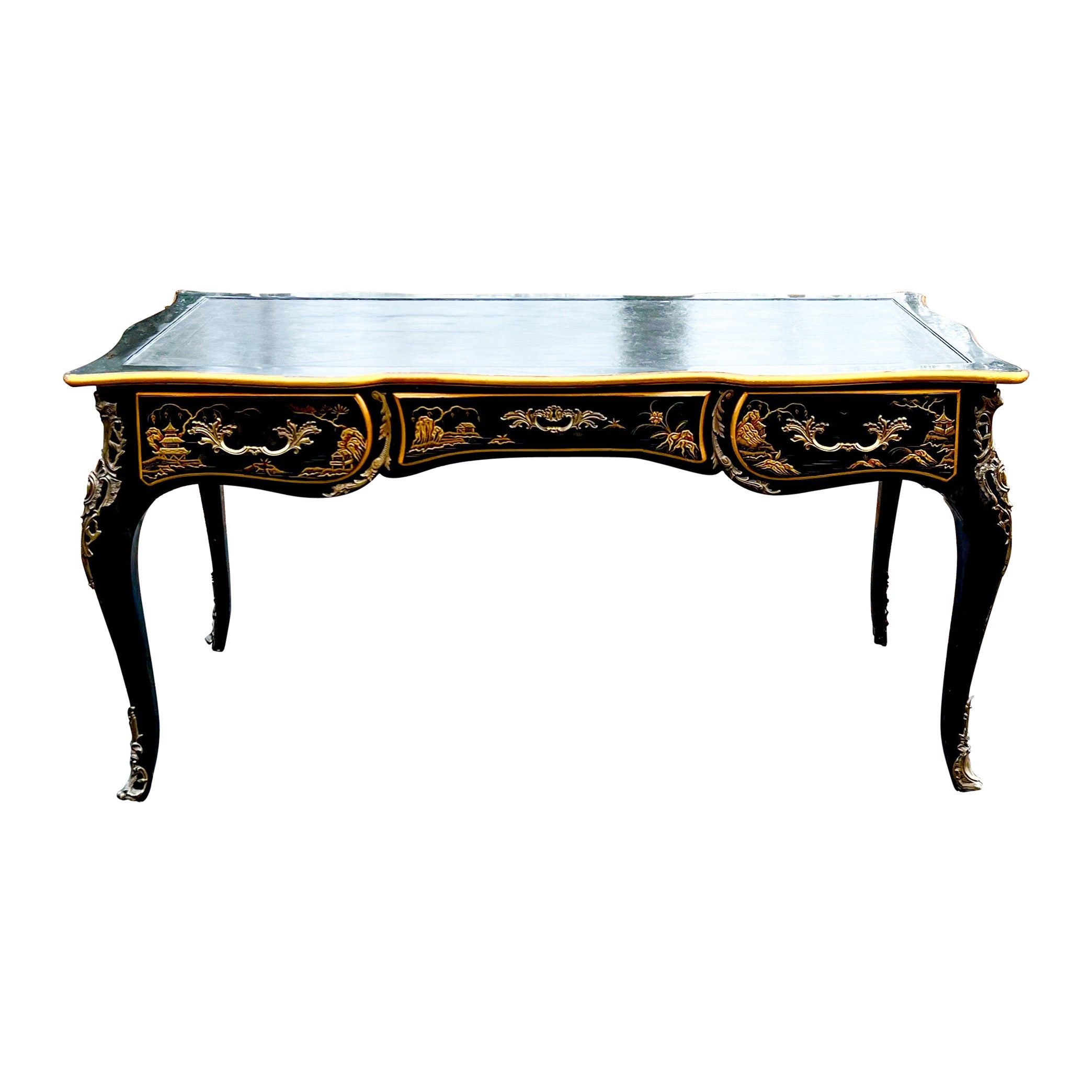 Schreibtisch im Louis XV.-Stil von Baker Furniture Co. Mit Bronzebeschlägen im Angebot