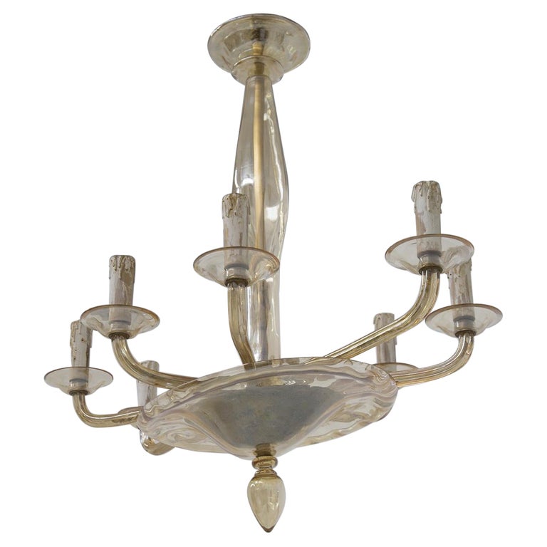 Venini Murano Glass Chandelier with Eight Lights For Sale
