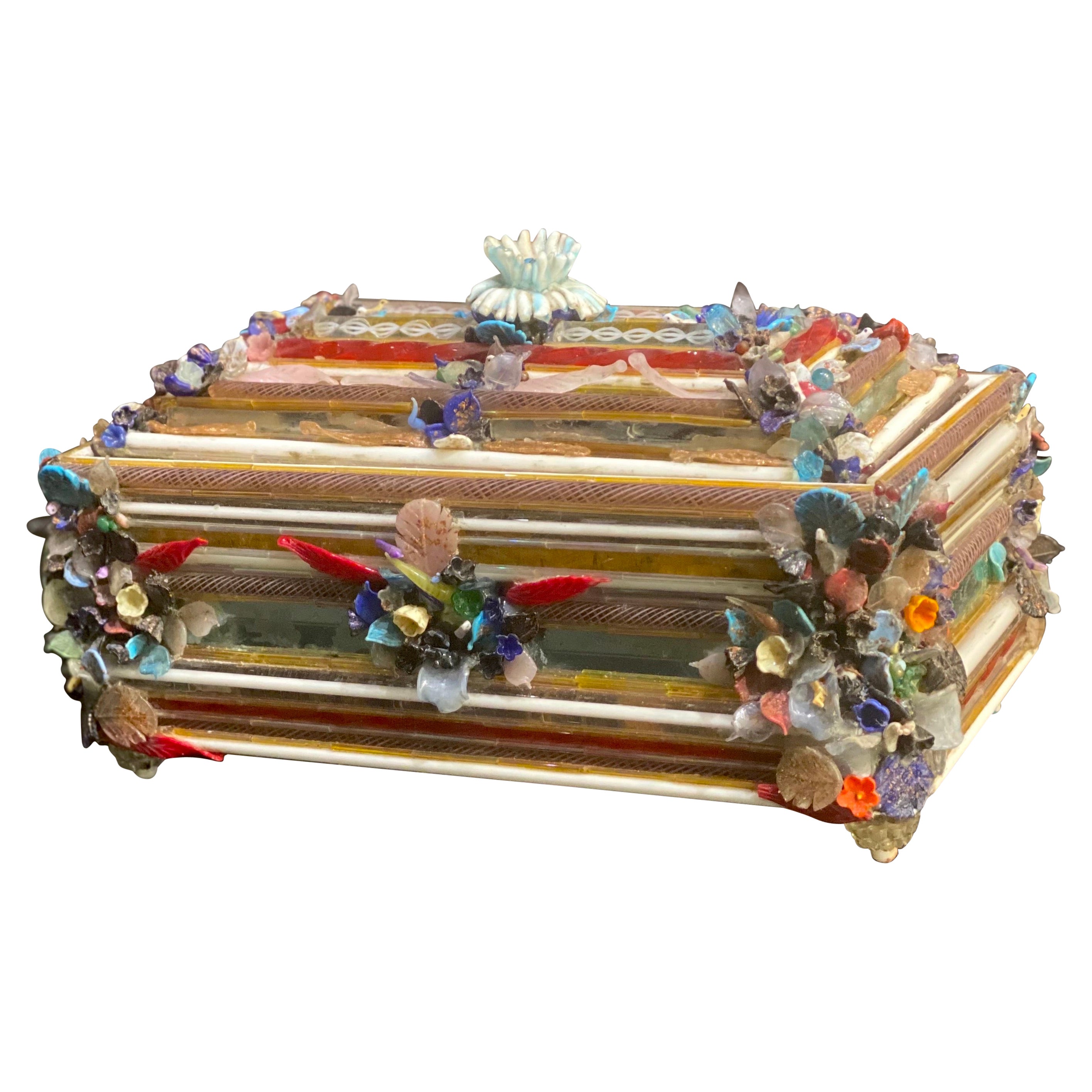 Exceptional Murano Glass Jewel or Dresser Box  1930' For Sale