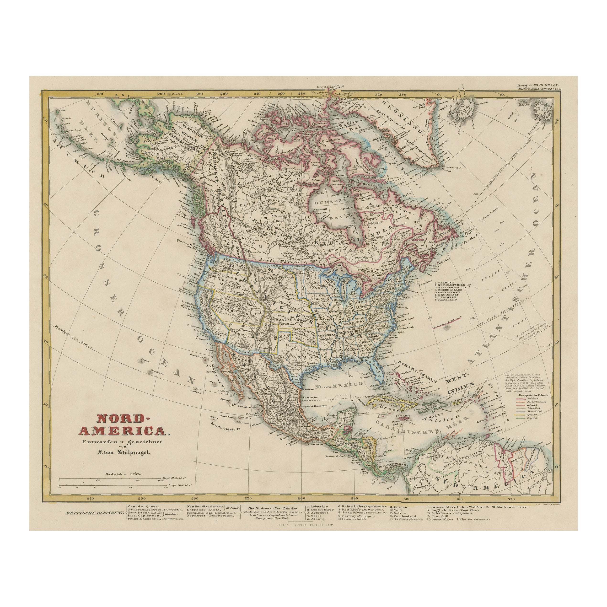 Antique Map of North America Including the West Indies For Sale