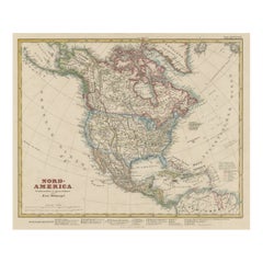 Antike Karte Nordamerikas, einschlielich der Westindischen Inseln
