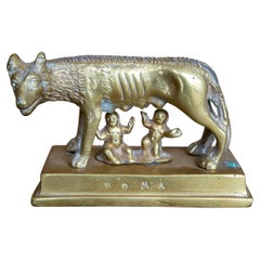Vintage 1970s Bronze Figure of the Capitoline She-Wolf Symbol of Rome