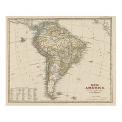 Antique Map of South America with Many Details, ca.1859