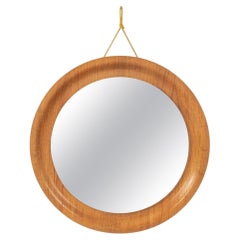 Vintage Teak Wall Mirror with a Ribbon for Hanging, 1960s