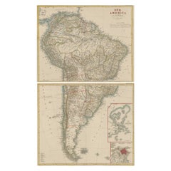 Set of Two Used Maps of South America with Inset Maps of Rio de Janeiro