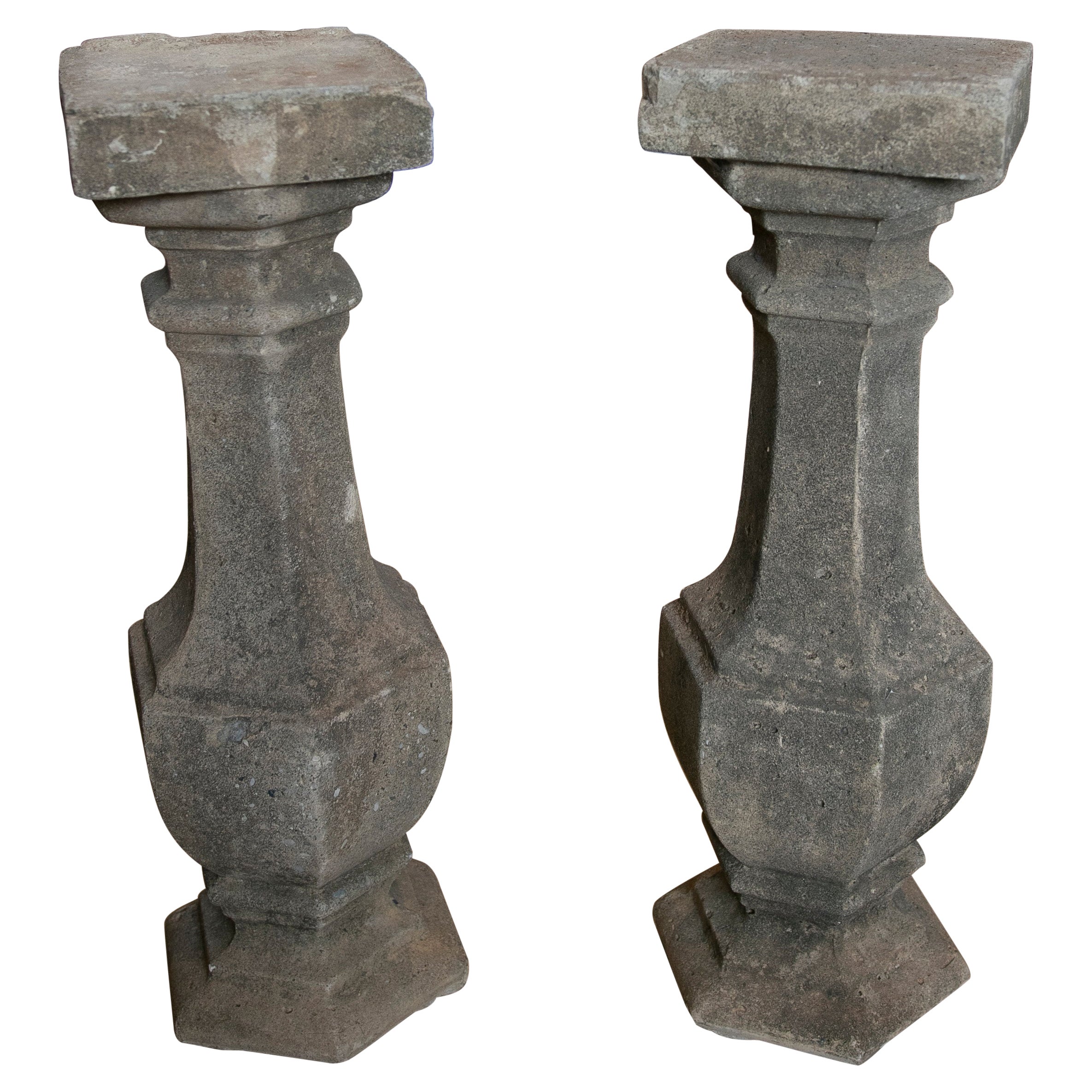19th Century Spanish Pair of Stone Balusters For Sale
